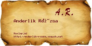 Anderlik Rózsa névjegykártya